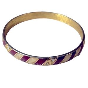 Red, white, and gold striped bangle bracelet